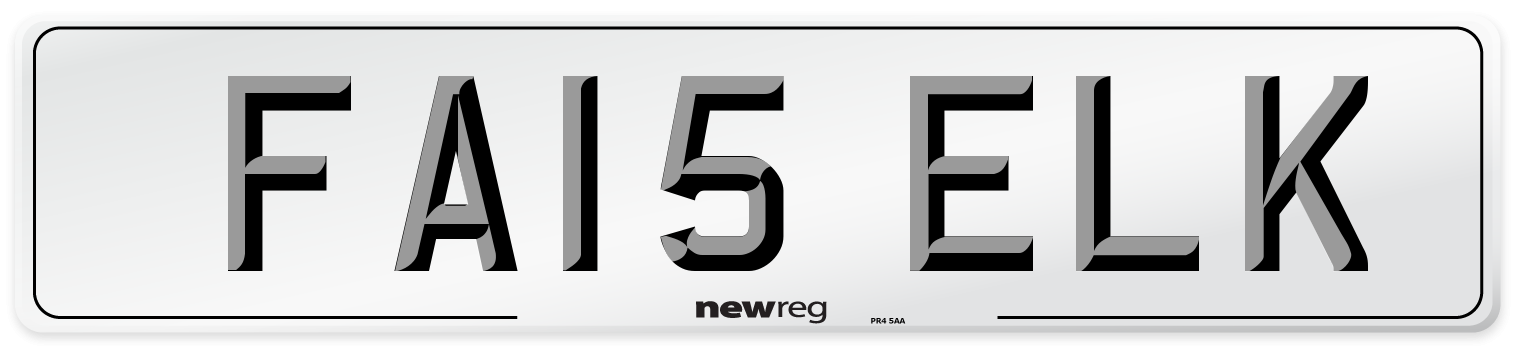 FA15 ELK Number Plate from New Reg
